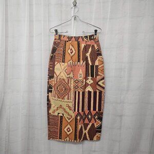 VTG On The Verge Rust Aztec Southwestern Midi Skirt Boho 4